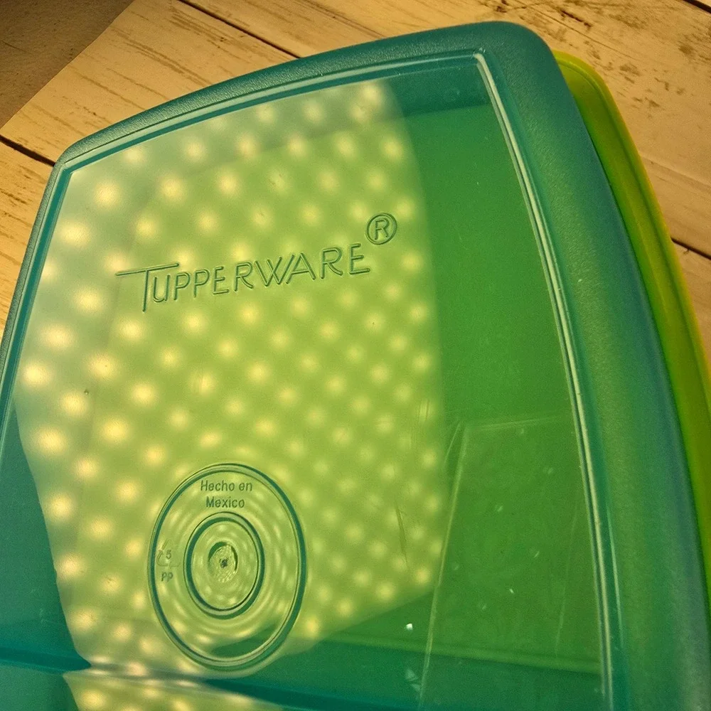 Tupperware Slim Pitcher Blue Lid 2L & Rectangular Container Green Lid 814-5 Set